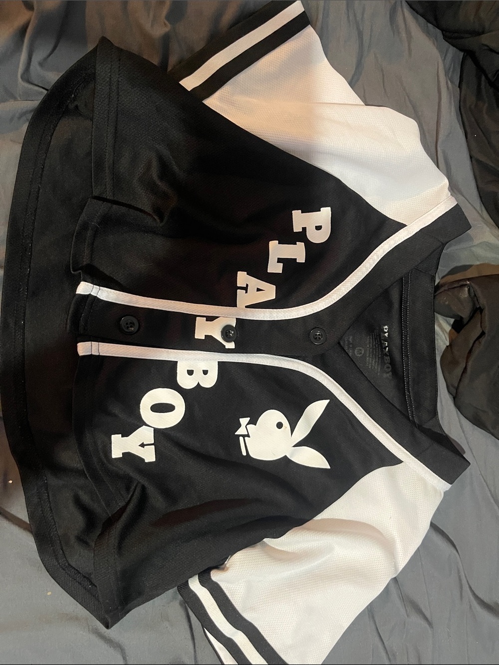 PLAYBOY Black and White Kids Baseball-Style Jersey